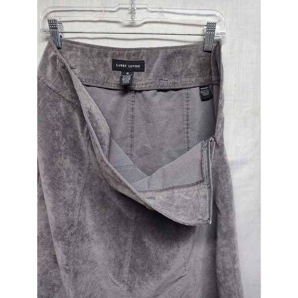 Larry Levine Skirt Size 10 Flared Corduroy Grey Zip Up Lined Velvet - Picture 12 of 14